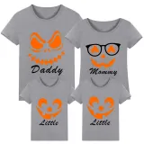 Halloween Matching Family T-shirts Daddy Mommy Little Pumpkin Face T-shirts