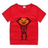 Halloween Kids Boy&Girl Tops Skeleton Happy Face Pumpkin T-shirts