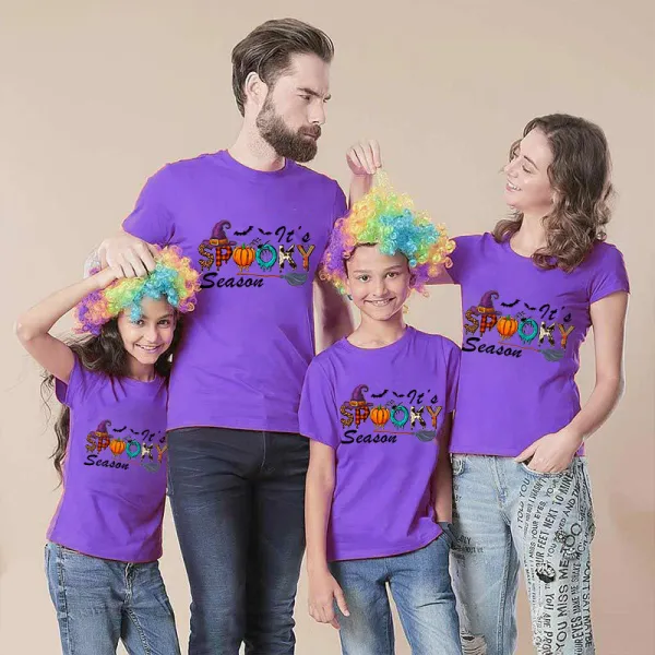 Halloween Matching Family Tops It's Spooky Season Word Art T-shirts