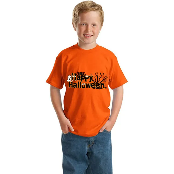 Halloween Kids Boy&Girl Tops Happy Halloween Word Art T-shirts