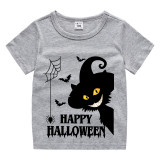 Halloween Kids Boy&Girl Tops Exclusive Design Witch Cat T-shirts