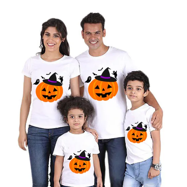 Halloween Matching Family Tops Exclusive Design Witch's Hat Pumpkin T-shirts