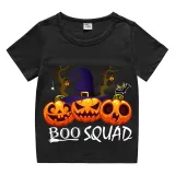 Halloween Kids Boy&Girl Tops Boo Squad Witch Hat Pumpkins T-shirts