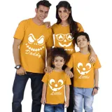 Halloween Matching Family Tops Daddy Mommy Little Pumpkin Face Red T-shirts