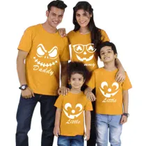 Halloween Matching Family Tops Daddy Mommy Little Pumpkin Face Red T-shirts