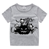 Halloween Kids Boy&Girl Tops Three Cats With Pumpkin T-shirts