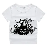 Halloween Kids Boy&Girl Tops Three Cats With Pumpkin T-shirts