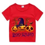 Halloween Kids Boy&Girl Tops Boo Squad Witch Hat Pumpkins T-shirts