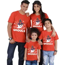 Halloween Matching Family Tops Let's Go Ghouls Ghost Red T-shirts