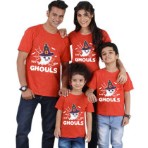 Halloween Matching Family Pajamas Let's Go Ghouls Ghost Red T-shirts