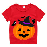 Halloween Kids Boy&Girl Tops Witch Hat Pumpkin Ghosts T-shirts
