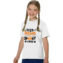 Halloween Kids Boy&Girl Tops Thick Thighs And Spooky Vibes Pumpkin T-shirts