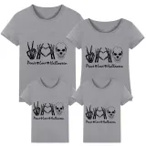 Halloween Matching Family Tops Peace And Love Heart Ghost T-shirts