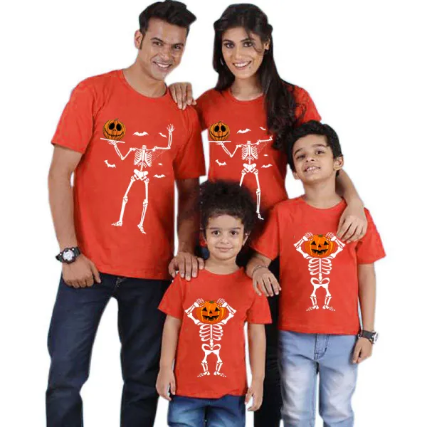 Halloween Matching Family Tops Exclusive Design Skeleton Pumpkin T-shirts