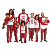 We are Family Christmas Matching Family Pajamas Plus Size Red Plaid Pajamas Set With Dog Pajamas