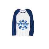 Christmas Matching Family Pajamas Exclusive Design Let It Snow Snowflake Blue Plaids Pajamas Set