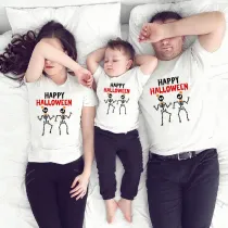 Halloween Matching Family Tops Dancing Skeletons White T-shirts