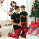 Christmas Matching Family Pajamas Flying Dinosaur and Santa Claus Black Pajamas Set