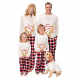 Christmas Matching Family Pajamas Exclusive Design Mery Christmas Anlter with Lights White Pajamas Set