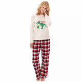 Christmas Matching Family Pajamas Exclusive Design Dinosaur Christmas Tree  White Pajamas Set