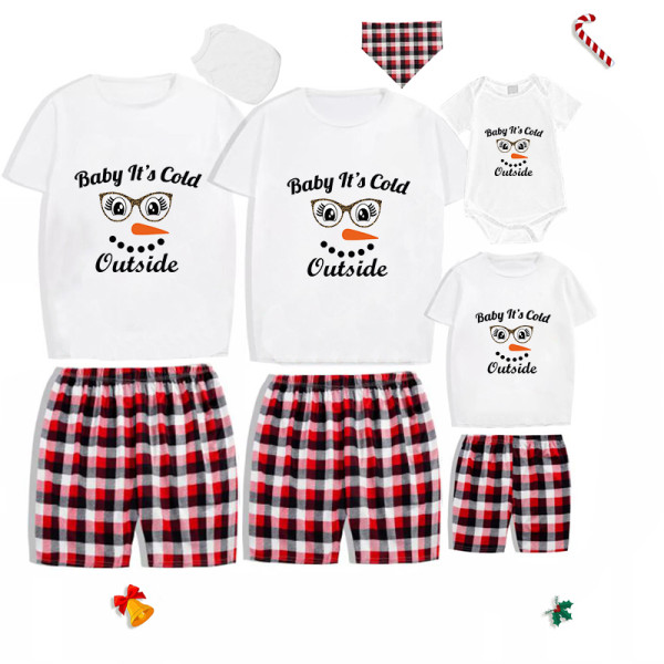 Christmas Matching Family Pajamas Exclusive Design Baby Snowman It's Cold Ouside Short Pajamas Set