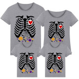 Halloween Matching Family Tops Pumpkin Bats Heart Skeletons T-shirts