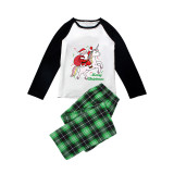 Christmas Matching Family Pajamas Exclusive Design Santa Unicorn Riding Green Plaids Pajamas Set