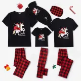 Christmas Matching Family Pajamas Exclusive Design Santa Unicorn Riding Black Pajamas Set