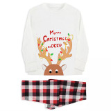 Christmas Matching Family Pajamas Exclusive Design Mery Christmas Anlter with Lights White Pajamas Set