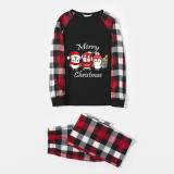 Christmas Matching Family Pajamas Exclusive Design Three Penguins Merry Christmas Black Red Plaids Pajamas Set