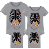 Halloween Matching Family Tops Colorful Candies Skeletons T-shirts