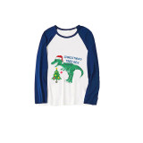 Christmas Matching Family Pajamas Exclusive Design Dinosaur Christmas Tree  Blue Pajamas Set