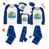 Christmas Matching Family Pajamas Exclusive Design Dinosaur The Raptor Squad Blue Plaids Pajamas Set