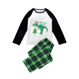 Christmas Matching Family Pajamas Exclusive Design Dinosaur Christmas Tree Green Plaids Pajamas Set