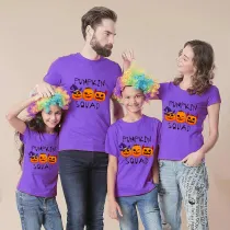Halloween Matching Family Tops Witch Hat Pumpkin Squad T-shirts