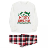 Christmas Matching Family Pajamas Exclusive Design Dinosaur Merry Christmas White Pajamas Set