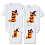 Halloween Matching Family Tops Witch Hat Pumpkins Happy Face T-shirts