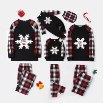 Christmas Matching Family Pajamas Exclusive Design Snowflake Emoji Black Red Plaids Pajamas Set
