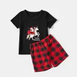 Christmas Matching Family Pajamas Exclusive Design Santa Unicorn Riding Black Pajamas Set
