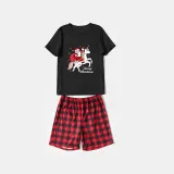 Christmas Matching Family Pajamas Exclusive Design Santa Unicorn Riding Black Pajamas Set