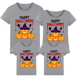 Halloween Matching Family Tops Witch Hat Pumpkins White T-shirts