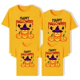 Halloween Matching Family Tops Witch Hat Pumpkins White T-shirts