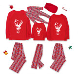 Christmas Matching Family Pajamas Exclusive Design Reindeer Head Bear Red Pajamas Set