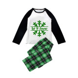 Christmas Matching Family Pajamas Exclusive Design Let It Snow Snowflake Green Plaids Pajamas Set