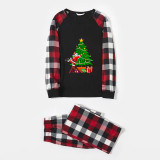 Christmas Matching Family Pajamas Exclusive Design Santa Decorat The Xmas Tree Black Red Plaids Pajamas Set