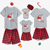 Christmas Matching Family Pajamas Exclusive Design Santa Unicorn Riding Short Pajamas Set