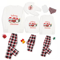 Christmas Matching Family Pajamas Exclusive Design Three Penguins Merry Christmas White Pajamas Set