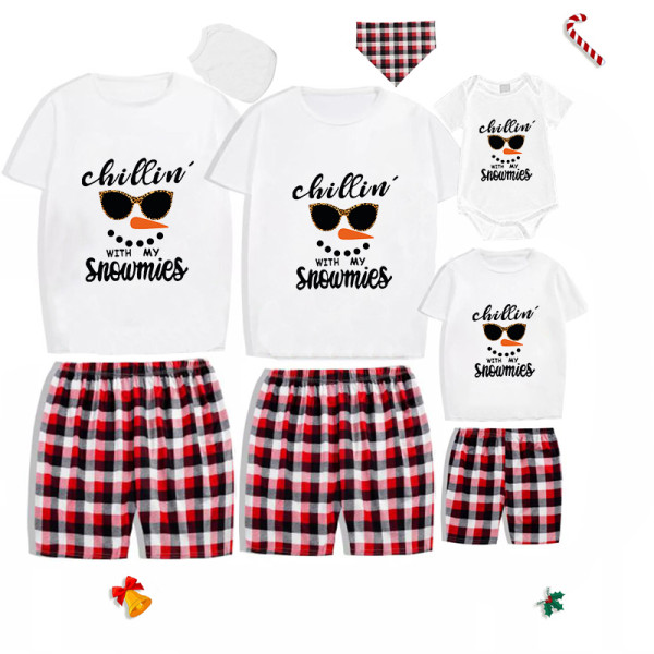 Christmas Matching Family Pajamas Chillin With My Snowmies Short Pajamas Set