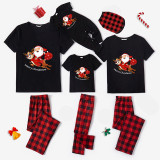 Christmas Matching Family Pajamas Exclusive Design Santa Claus and Deer Gift Box Black Pajamas Set