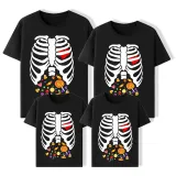 Halloween Matching Family Tops Colorful Candies Skeletons T-shirts